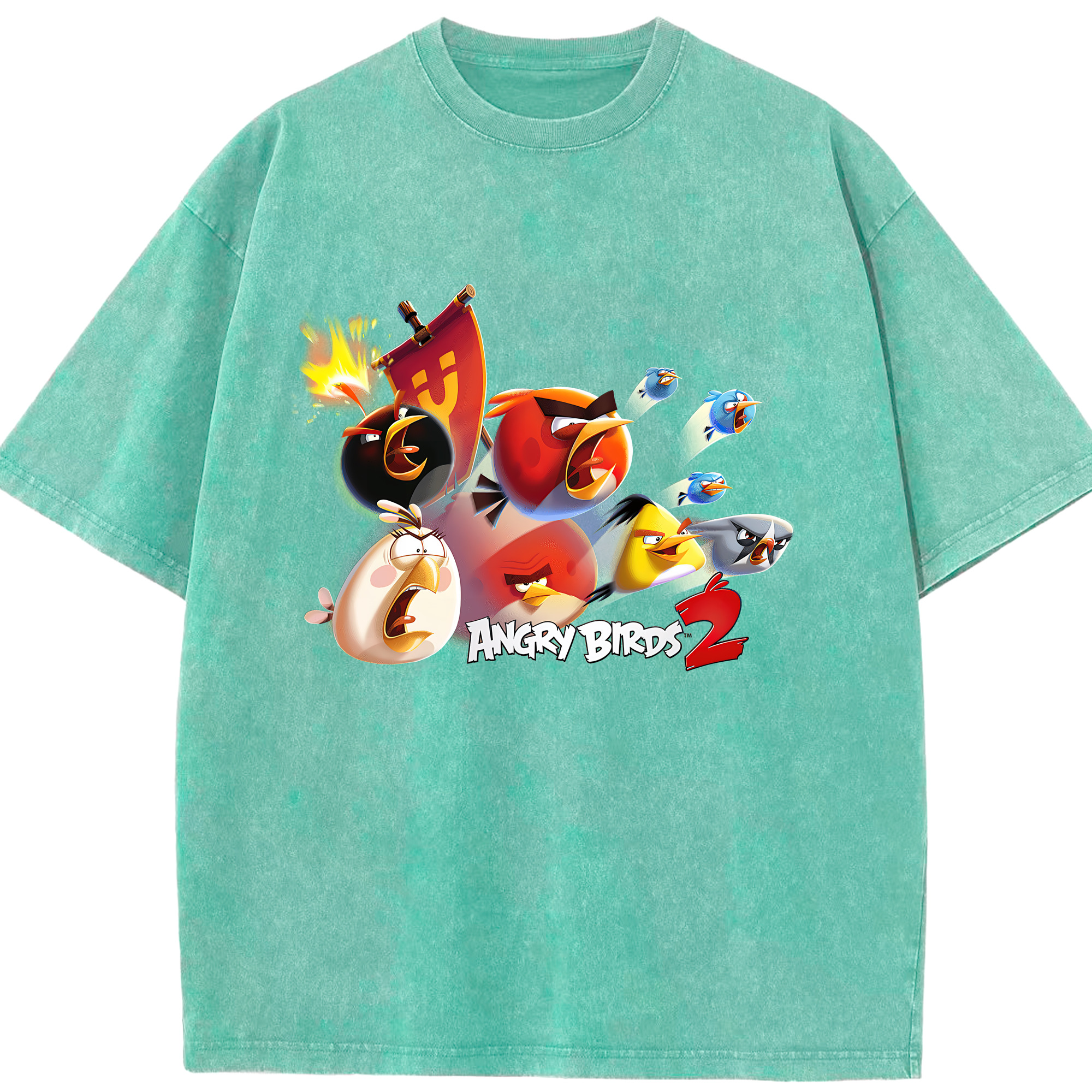 （画像用） Angry Birds アングリーバード 綿100% ヴィンテージ風 半袖Tシャツ（フロントプリント）